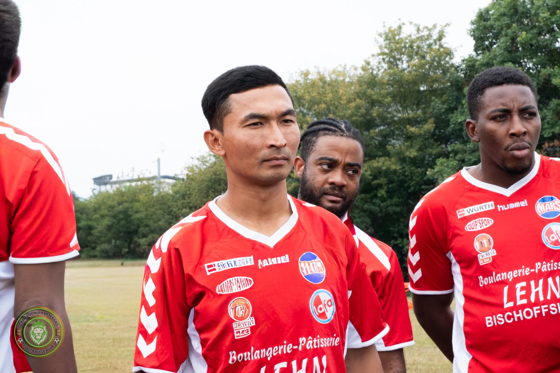 Sajan Dangol lined up before a Sunday league match in a red kit